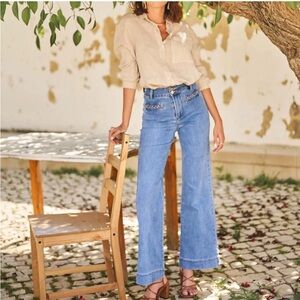 Oraije Fiona Jeans Size 24 High Waist Stretch  Wide Leg